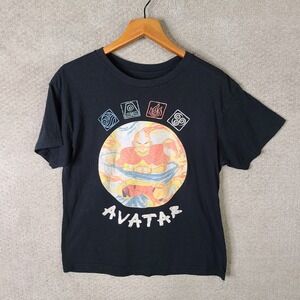 Avatar Shirt Mens Medium Black Aang Graphic Tee Cotton Short Sleeve Casual Anime